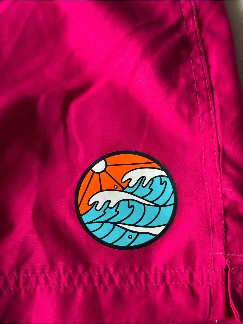 Old Navy Hot Pink Swim Shorts with Navy Waistband and Neon Drawstring